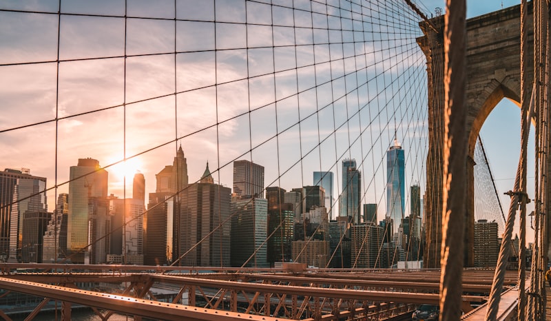 New York City skyline at sunset